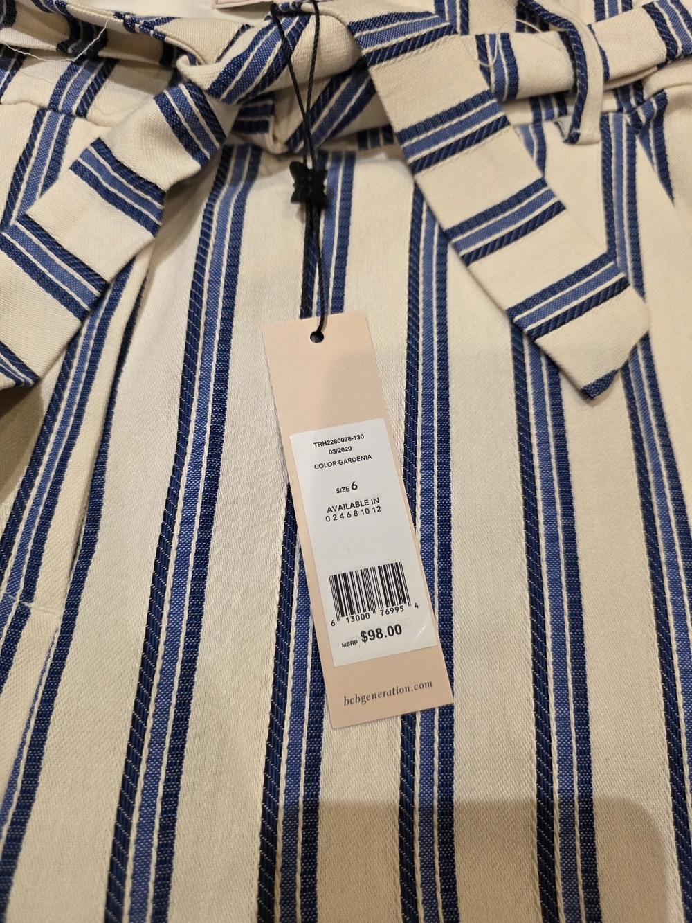 BCBGeneration Navy & White Vertical Stripe Wide-Leg Pants - Picture 6 of 8
